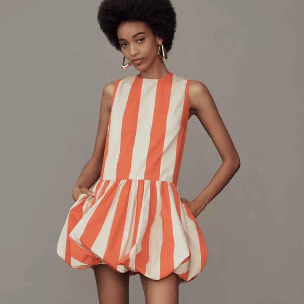 Anthropologie bubble hem vertical stripe dress